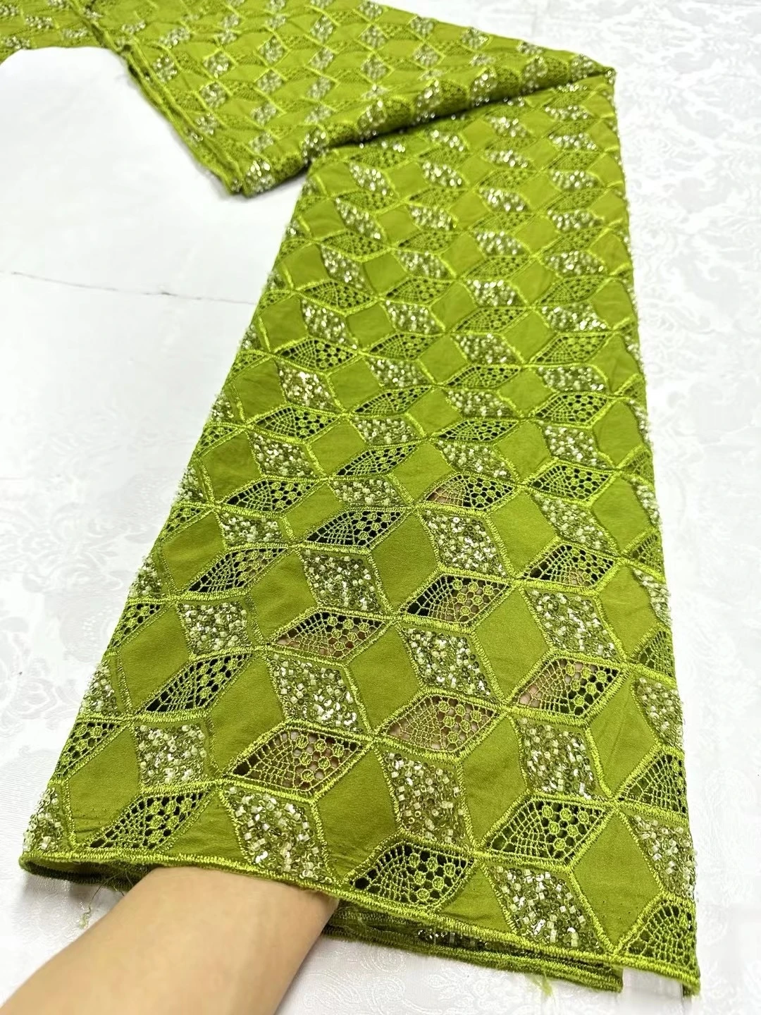 

African Nigerian Tulle Lace Fabric, for Sewing Wedding Party Gown Dress, High Quality,Embroidered Cotton Damask, 5Yard, 2024