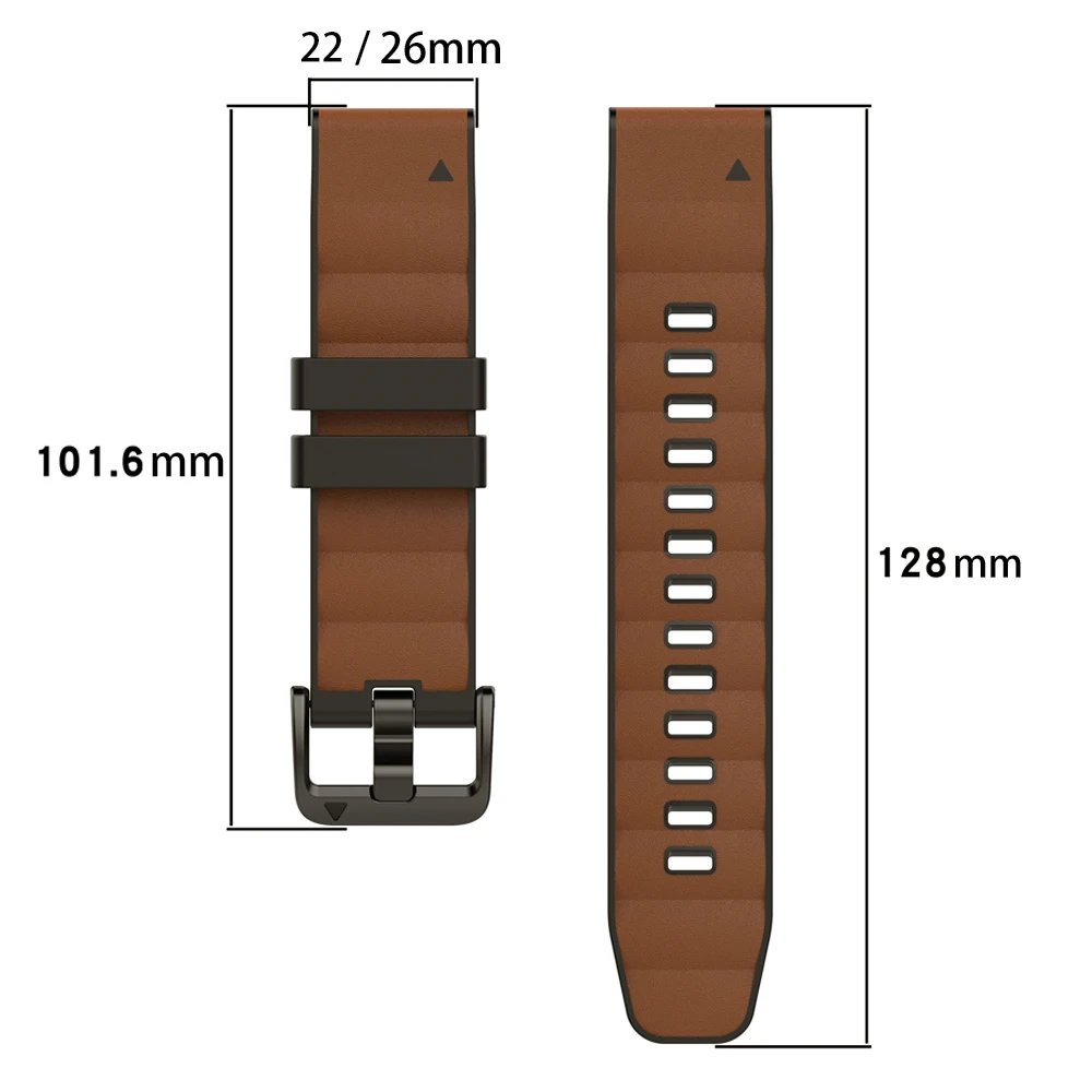 Dual-Material Quick Release Watch Bands - Leather and Silicone - Multiple Sizes Available