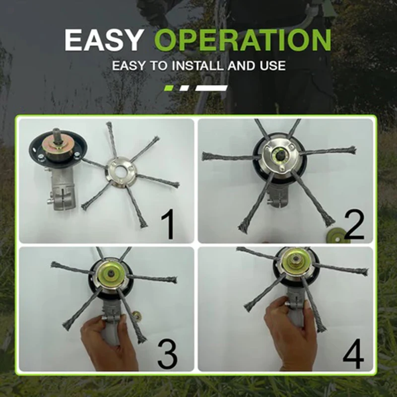 Steel Wire Wheel Head 8/9inch Upgraded Grass Trimmer Head Universal Weed Brush Removal Moss Rust Fit Gasoline Brushcutter LUSQI grass trimmer head grass trimmer aluminum trimmer head
