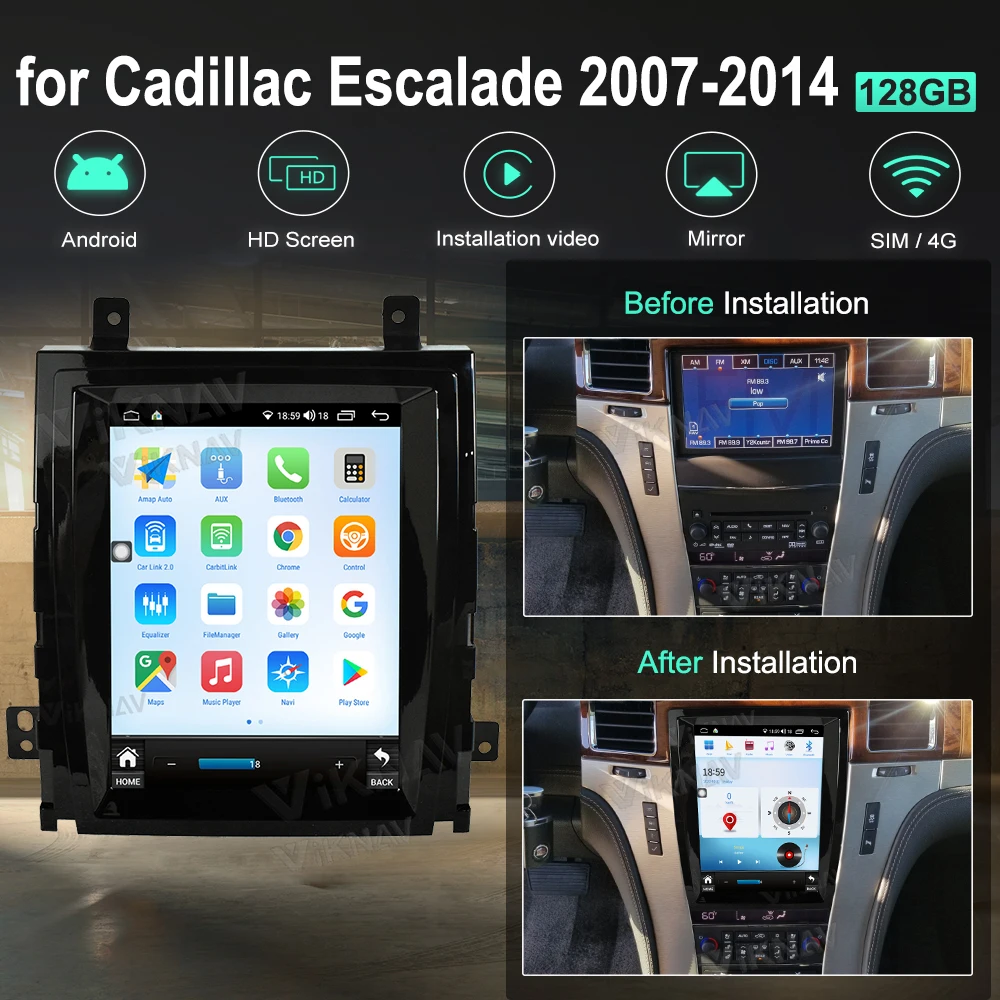 

Android 12 head uitmultimedia player for Cadillac Escalade 2007-2014 with CarPlayer Audio Radio stereo