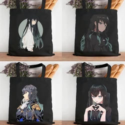 Shoping Bags Canvas Bag Demon Slayer's Blade Shopper Women's Shopping Products Fabric Beach Designer Handbags Tote Bag Shoppers