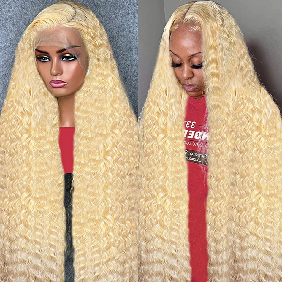 

30 36 Inch Deep Wave 613 Human Hair 13x4 Transparent HD Curly Lace Front Frontal Wigs for Women Pre Plucked With Baby Hair