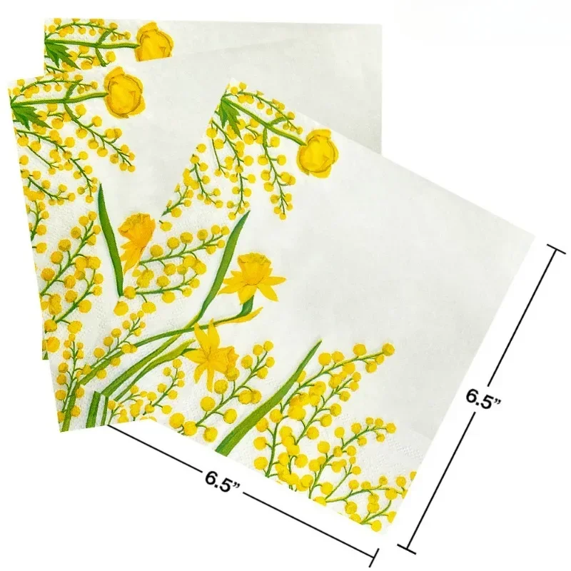 10/20pcs 33cm 2Ply Flower Style Colourful Printed Paper Napkin Yellow Flower Disposable Paper Placemat Butterfly Bone Bart