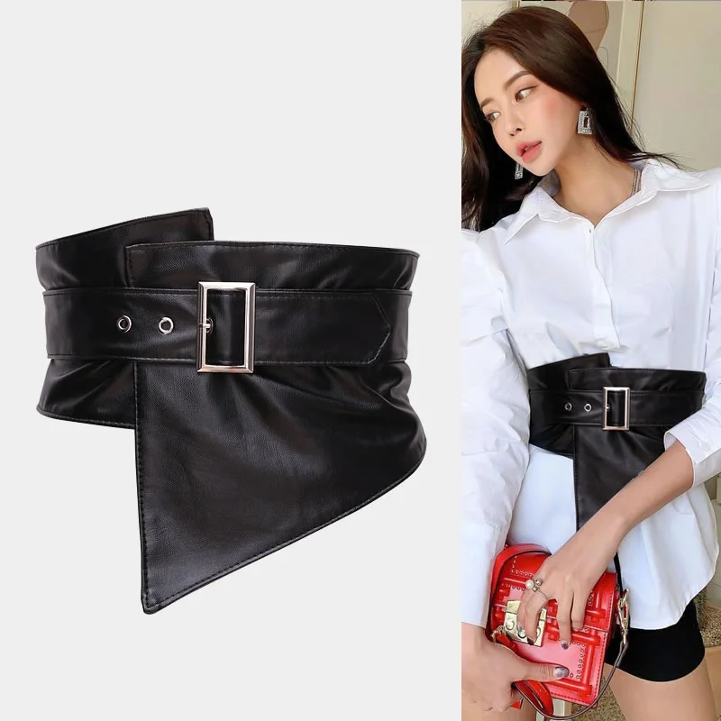 2022 Fashion Women Wide Leather Waist Belt Ladies Female Elastic Stretch  Corset Cinch Waistband for Dress with Buckle - AliExpress