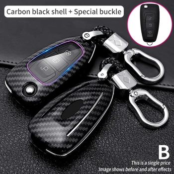 ABS Carbon Fibe Car Key Cover Case Shell per Ford Focus 2 3 MK3 ST RS Ecosport Fuga Fuga Fiesta Tourneo Custom Transit Galaxy
