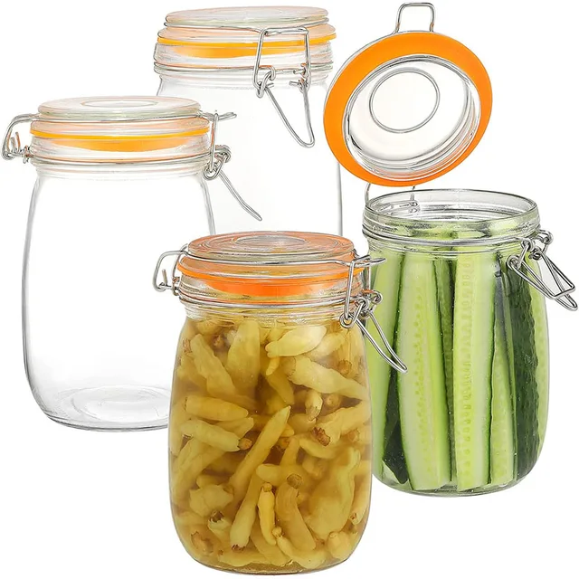 HeY LiLac Glass Mason Jar Wide Mouth Mason Jars with Airtight Lids Large Leak Proof Mason Canning Jar Clear Storage Canister Jar