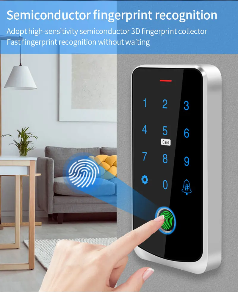Waterproof Bluetooth Tuya APP Fingerprint Access Controller Standalone RFID Keyb
