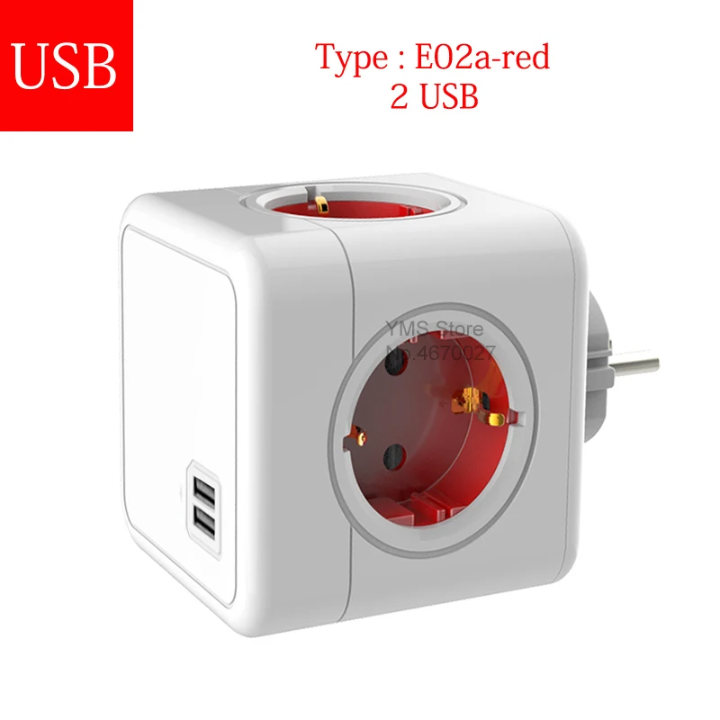 Massfa Multi USB Power Strip Cube with 4 Outlets - High-Power Extension Socket