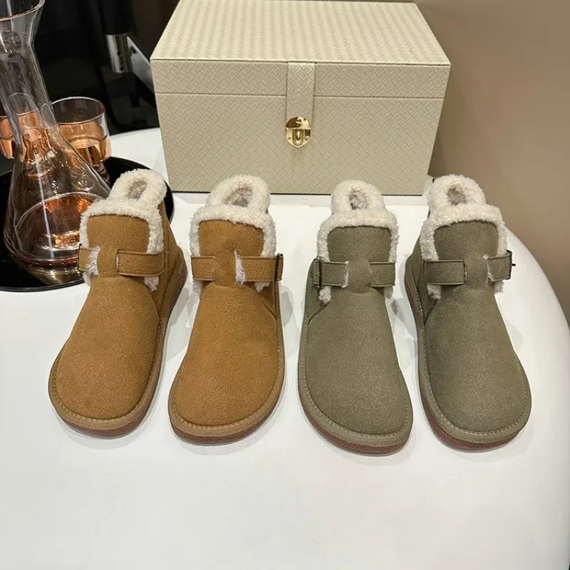 Fashion Boots for Women 2024 Autumn and Winter New Soft Bottom Plus Velvet Outside To Wear A Lazy Slip-on Warm Snow Boots