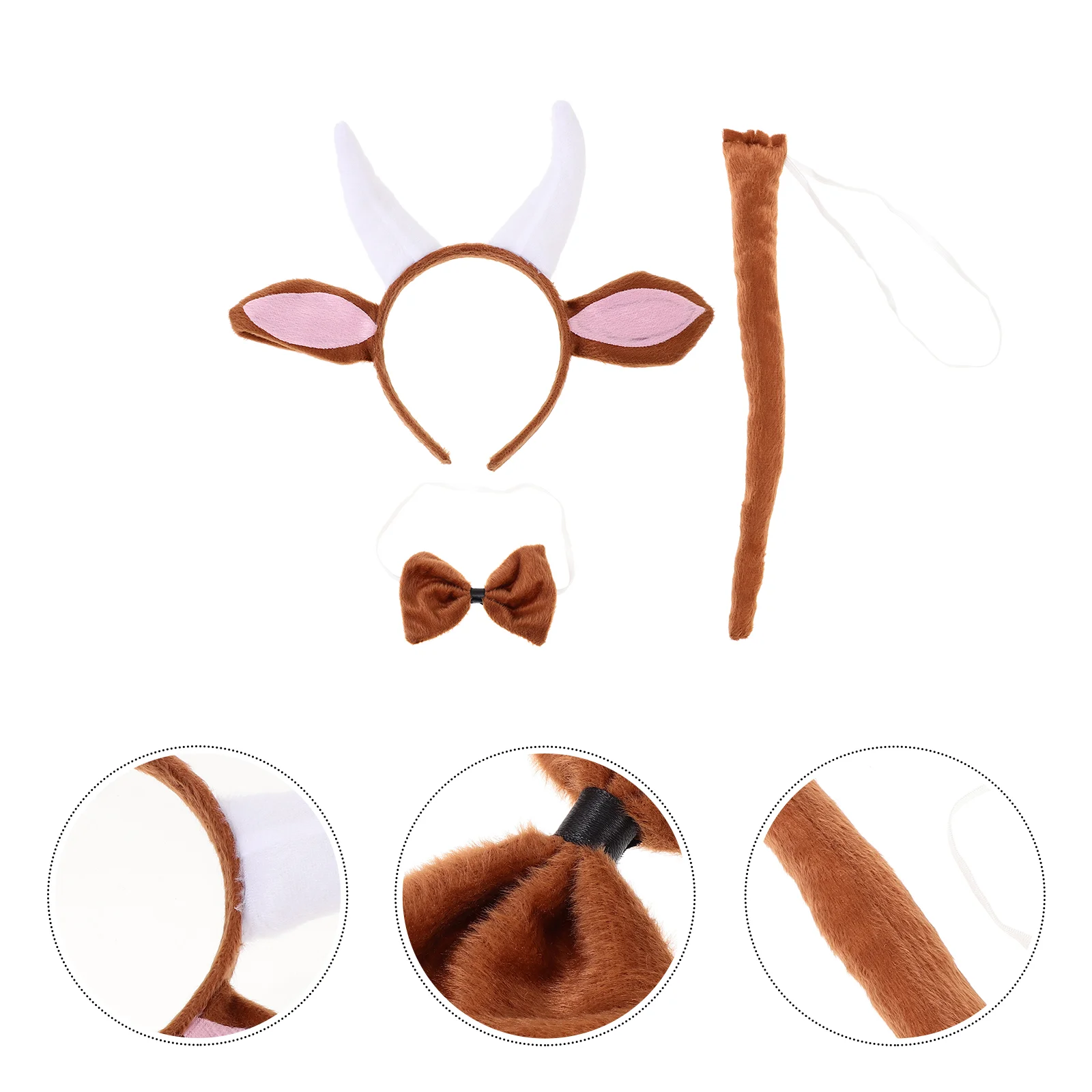 

1 Set of Animal Costume Prop Gloves Headdress Tail Bow Tie Set Party Costume