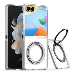 360 Degree Rotatable Ring Kickstand Transparent Shockproof Case - Galaxy Z Flip7 (GRAY)