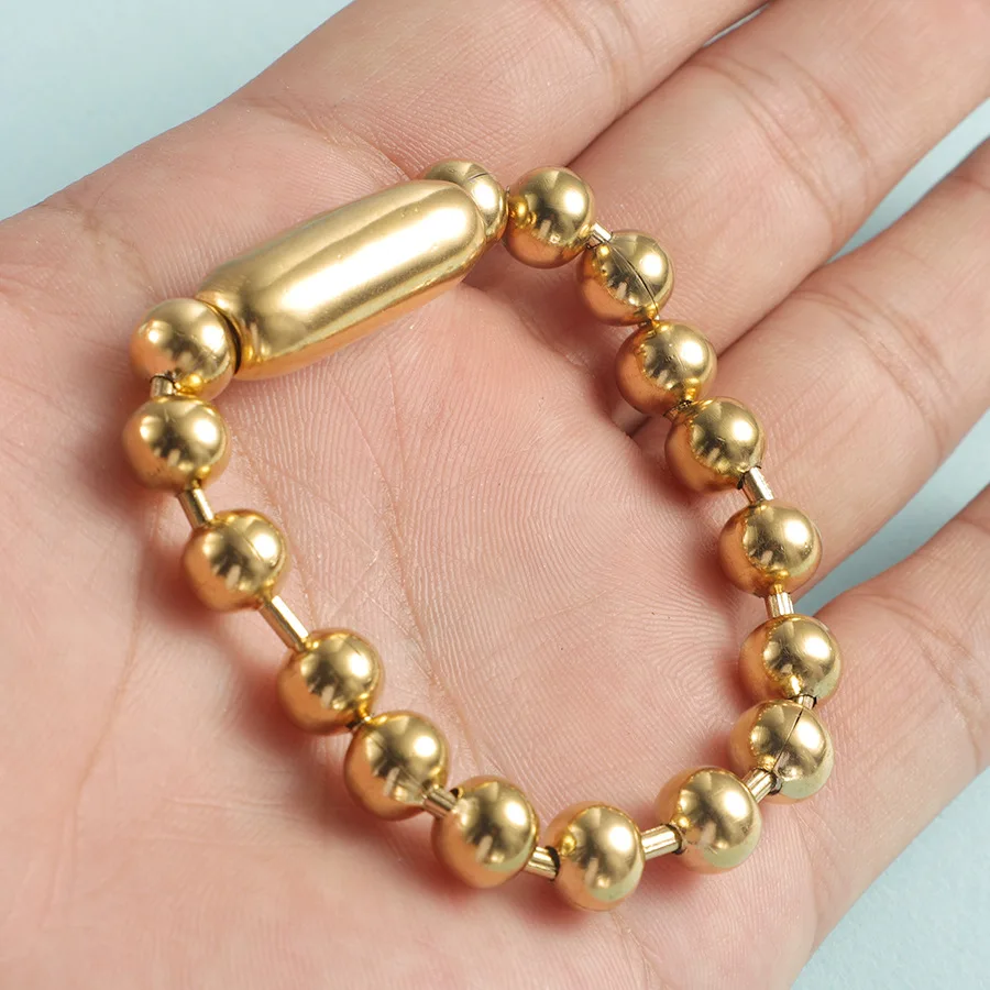 Stainless Steel Ball Bead Bracelet 8mm For Men Women Gold/Silver Color Metal Bead Chain Pulsera Female