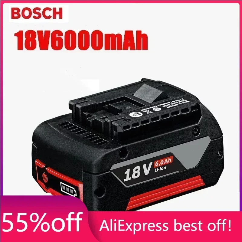 

100% Original 18V 6.0A Lithium Ion Rechargeable Battery for Bosch 10000mah Spare Power Tools Portable Replacement Indicator