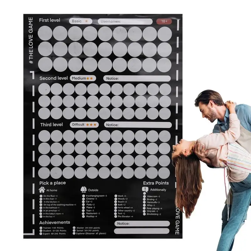 100 Things To Do Between Couples Adventures Couple Game Bedtime Calendar Poster 100 Dates List Bedroom League of Legends Poster Anime Poster Vintage Posters Poster Prints DIY Poster Sticker Movie Poster