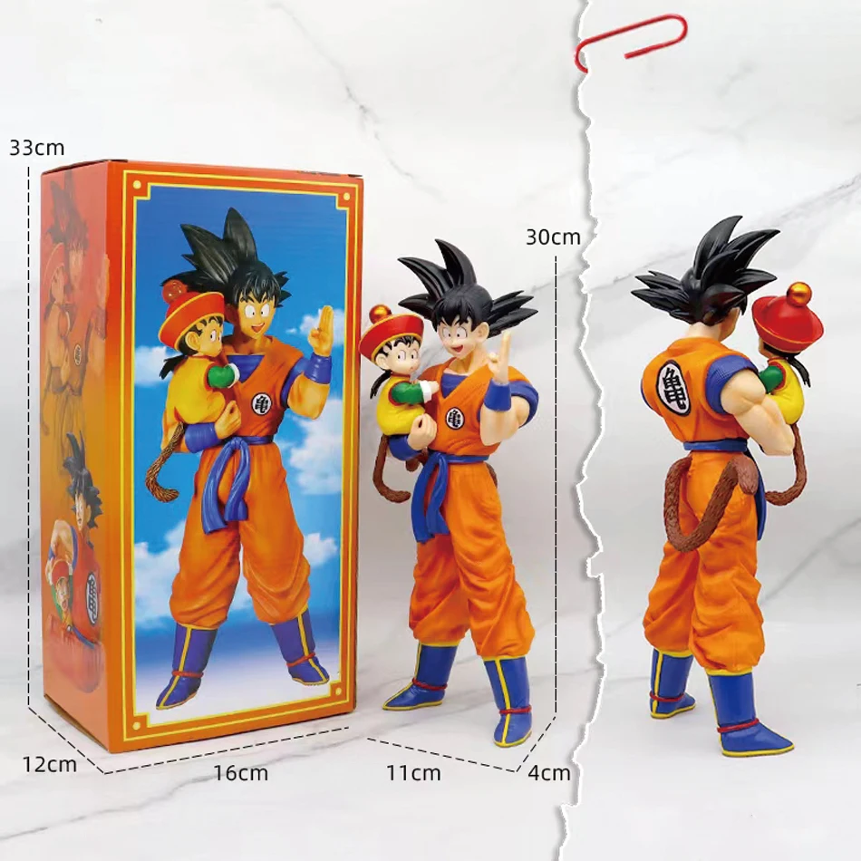 30cm Dragon Ball Figures Goku Gohan Anime Figure Gk Son Goku Son Gohan  Father Holding His Son Action Figures Model Statue Toy