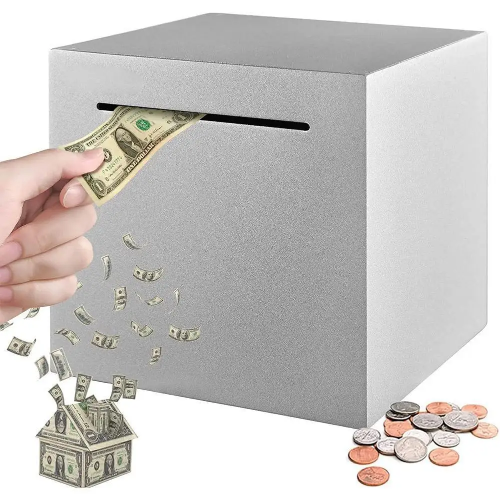 Stainless Steel Piggy Bank Only In, No Export Banknotes Large-capacity Coin Boxes Safe Box Money Savings Bank For Kids