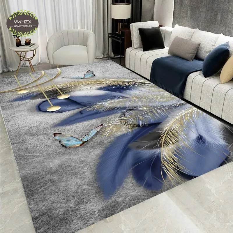 

Modern 3D Printing Carpet Living Room Butterfly Feather Sofa Coffee Table Mat Family Bedroom Bedside Rugs Decor Home Room Mats