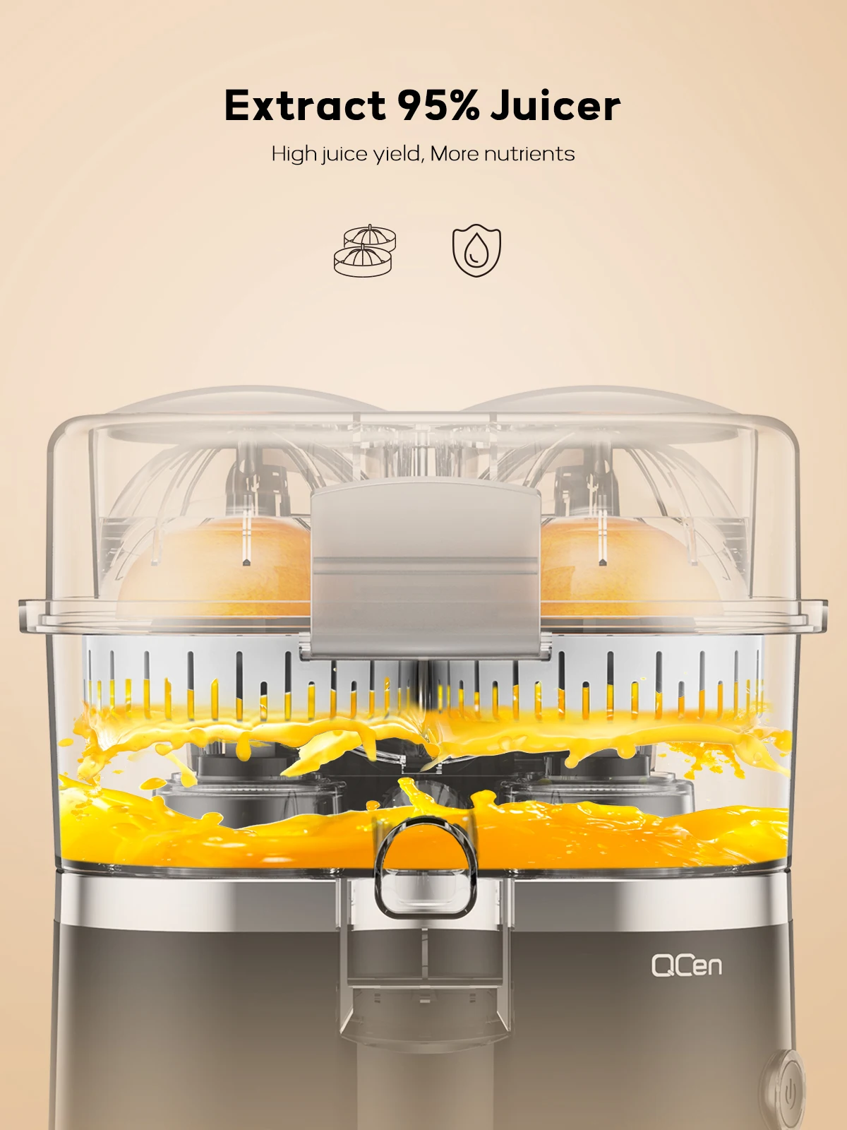 Electric Citrus Juicer, Automatic Dual Orange and Lemon Squeezer with Built-In Citrus Slicer, Easy to Clean, 2 in 1 Electric Fru 4