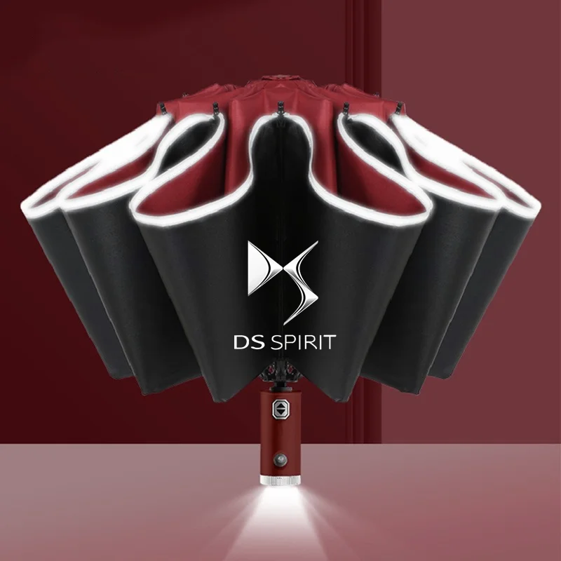 Automatic Umbrella with Reflective Stripe Reverse Led Light Umbrella For DS SPIRIT DS3 DS4 DS4S DS5 5LS DS6 DS7 WILD RUBIS