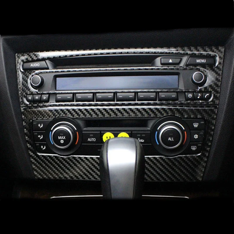 Carbon fiber Car Center Console Air conditioning CD Panel Cover Trim Frame Sticker Auto Accessories For BMW 3 Series E90 E92 E93