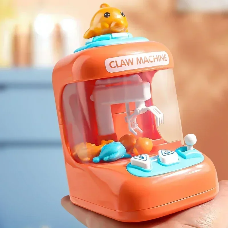 Mini Claw Machine for Kids Cartoon Hand Crane Game Toys Doll Machine with Clip Toys for Kids Birthday Gifts Babies