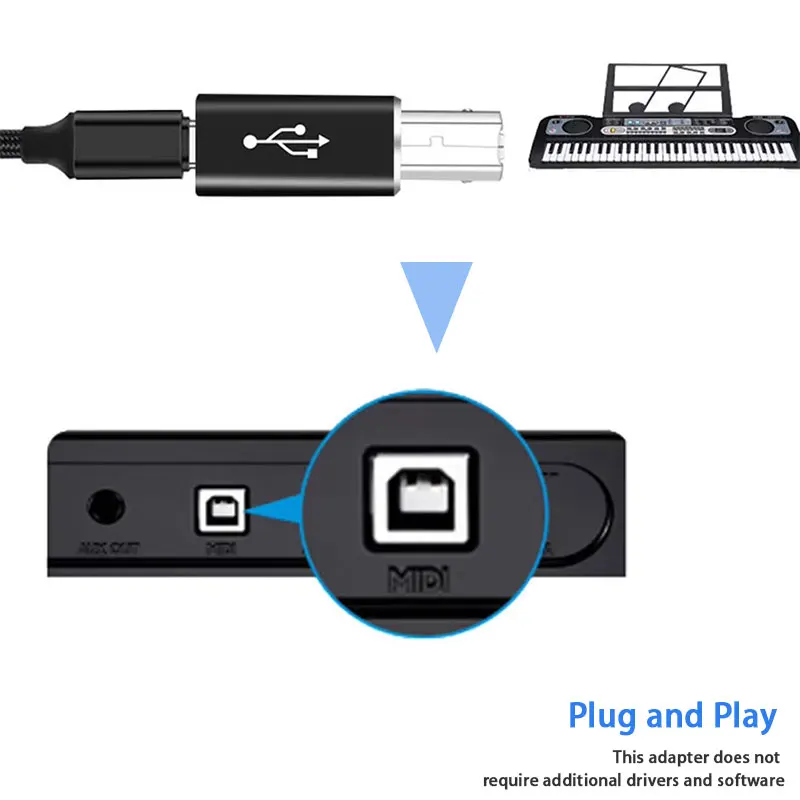 USB B to USB C 어댑터, USB-C 암 to 프린터 수 컨버터, USB 타입 C to MIDI USB B 커넥터, 프린터용 데이터 동기화 지원