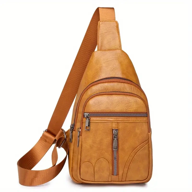

Vintage Women Crossbody Bag Fashion PU Leather Crossbody Shoulder Sling Purses Female Travel Phone Holder Chest Bag
