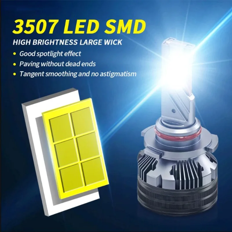 2PCS 190W LED Car Headlight Bulb 3570 CSP 12V H7 H4 Headlight Bulbs H11 H8 H1 H3 9005 9006 Light for Auto CANBUS 6000K