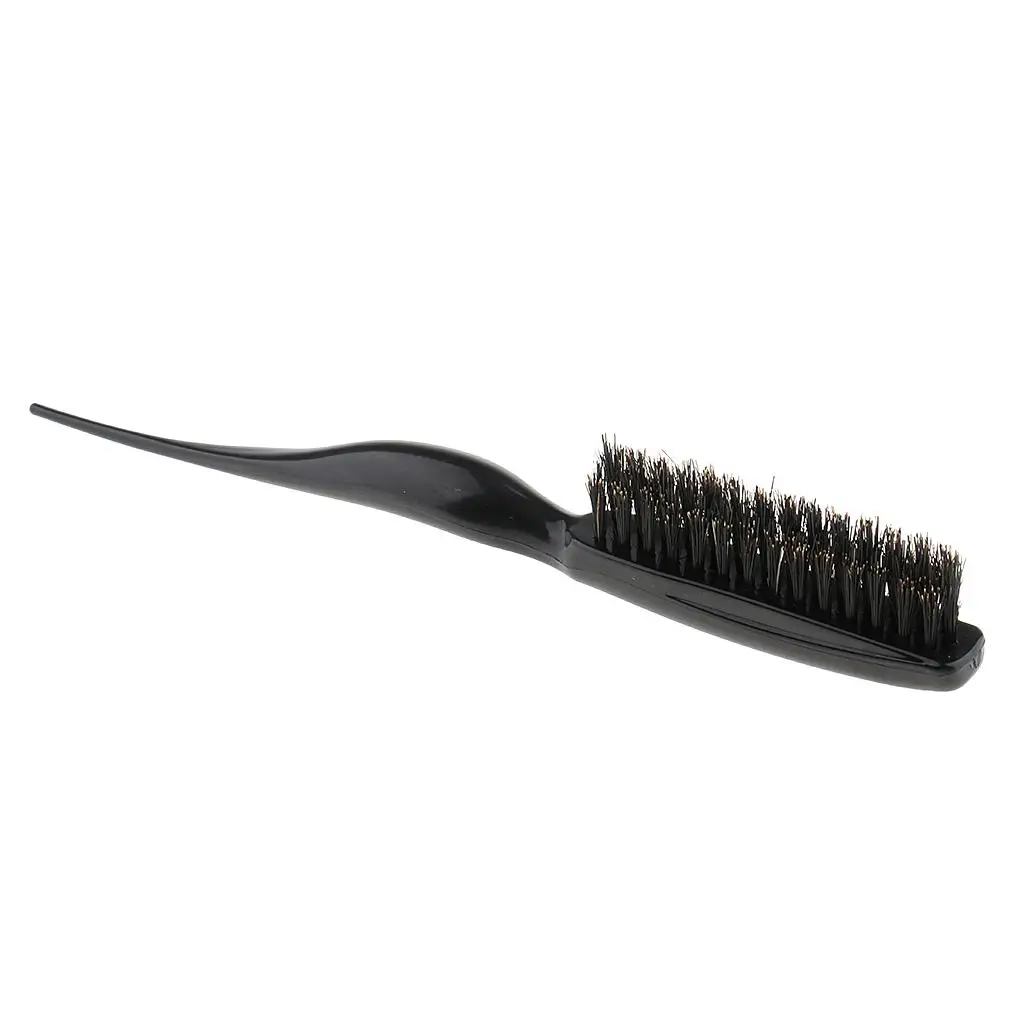 Salon Comb Hair Teasing Brush Plastic Handle 3 Rows Back Comb Natural Boar Bristle