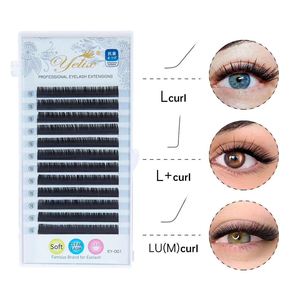 Yelix L Curl Lash Extension 815mm Mix Matte Mink Eyelashes Extension