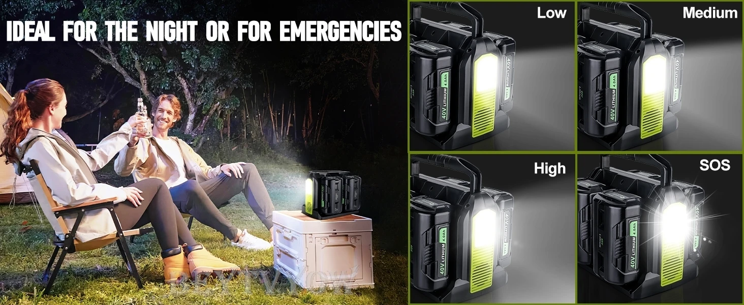 350W Pure Sine Wave Inverter for Ryobi 40V Battery 4-Port Power Station Inverter