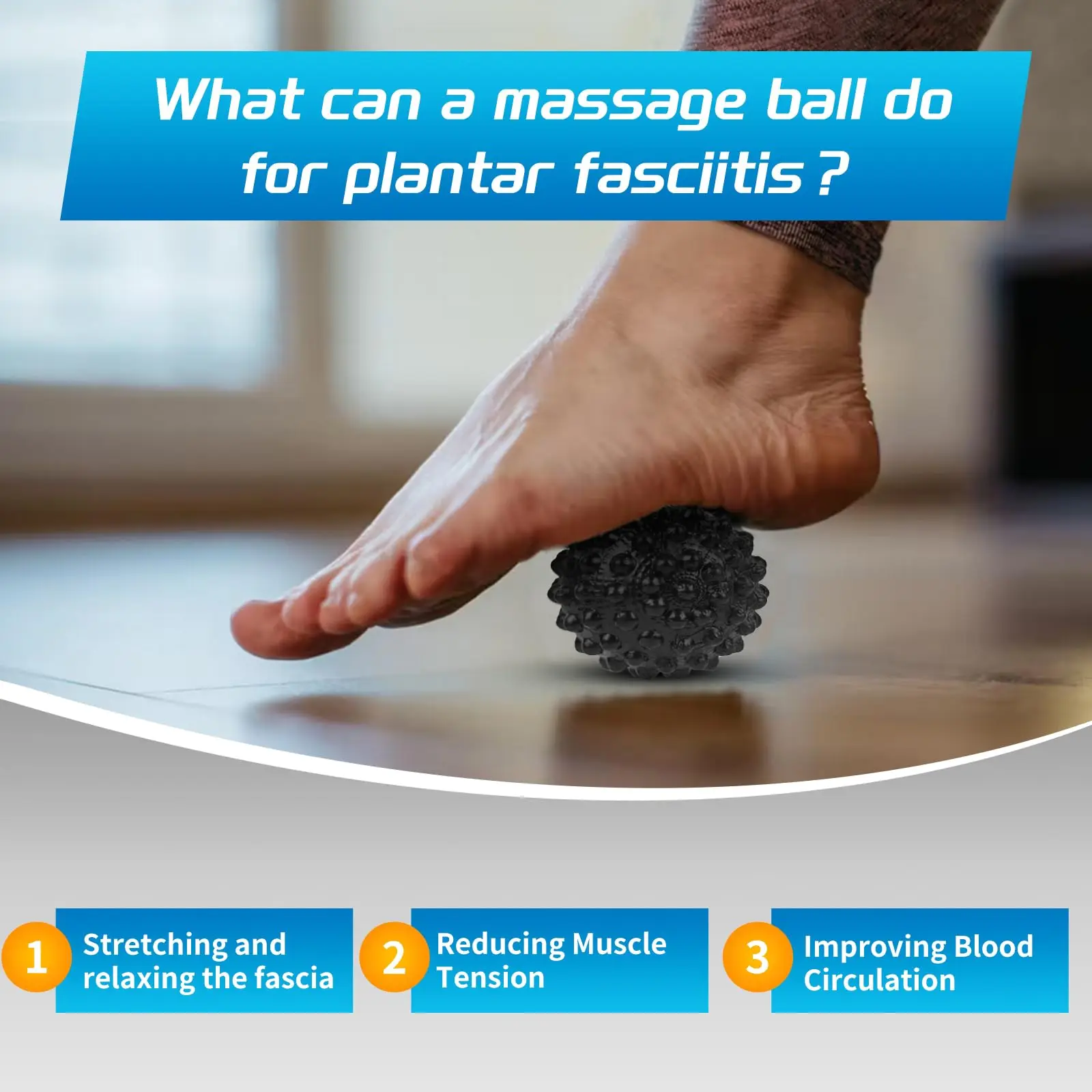 Plantar Fasciitis Night Splint Sock with Massage Ball for Plantar Fasciitis Relief, Soft & Comfortable Brace