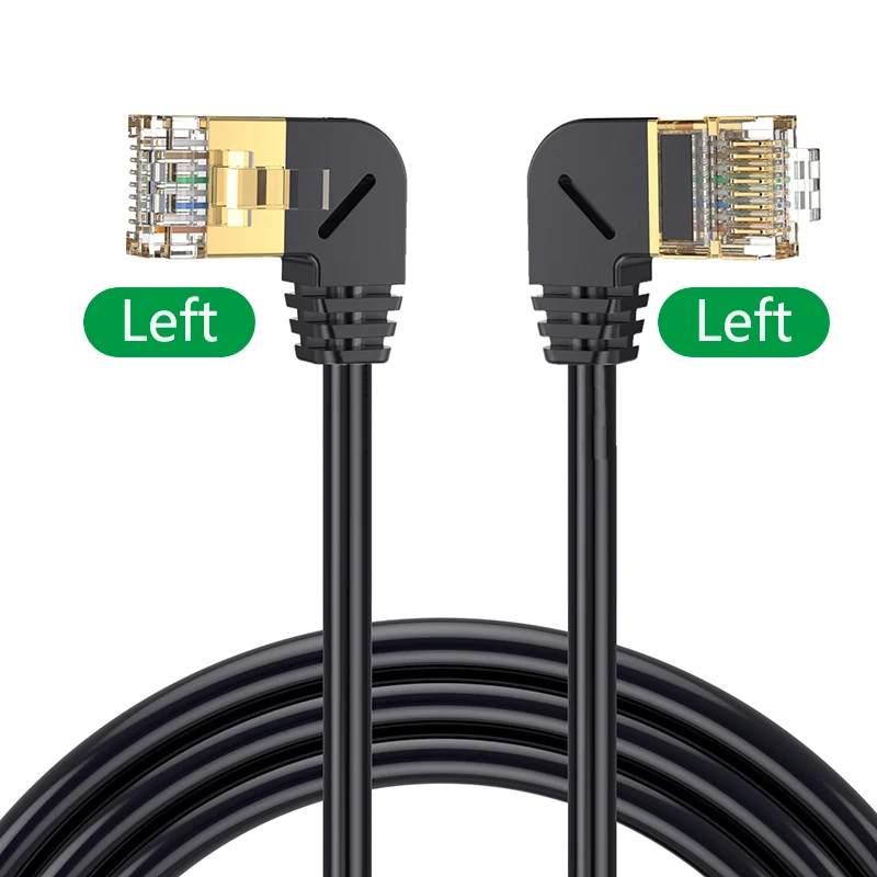 High-Speed SFTP Ethernet Cable - 90 Degree Right Angle, 40Gbps, 2000MHz, RJ45 Superfine Design