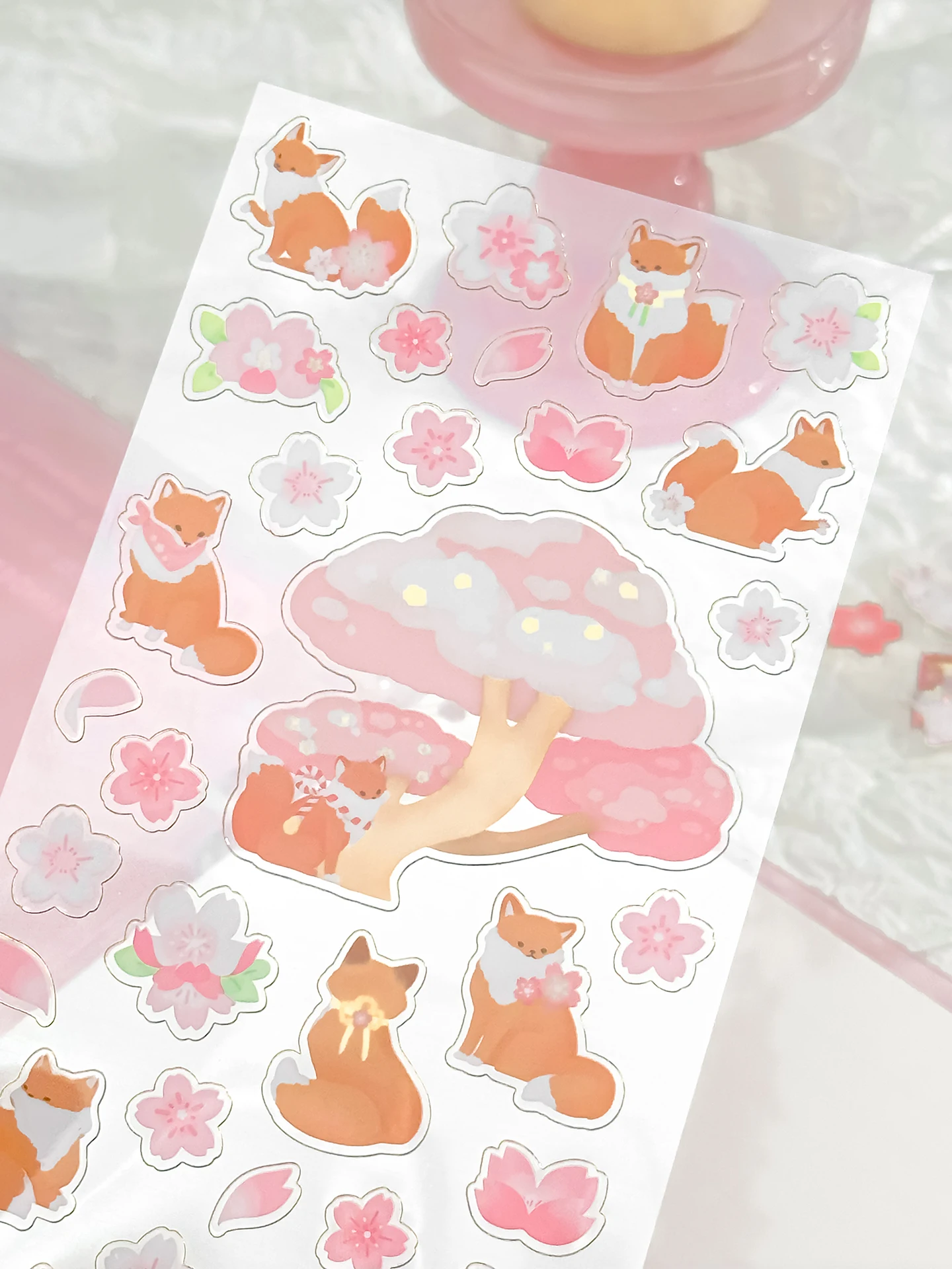 Korean Import Original NEKONI Sakura Animals Cherry Blossom Decor Stickers Scrapbooking Diy Journaling Cute Stationery Stickers