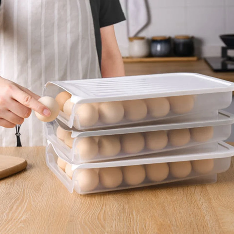 Egg Box Transparent Egg Dispenser Refrigerator Crisper Basket Storage Container Kitchen Storage Box