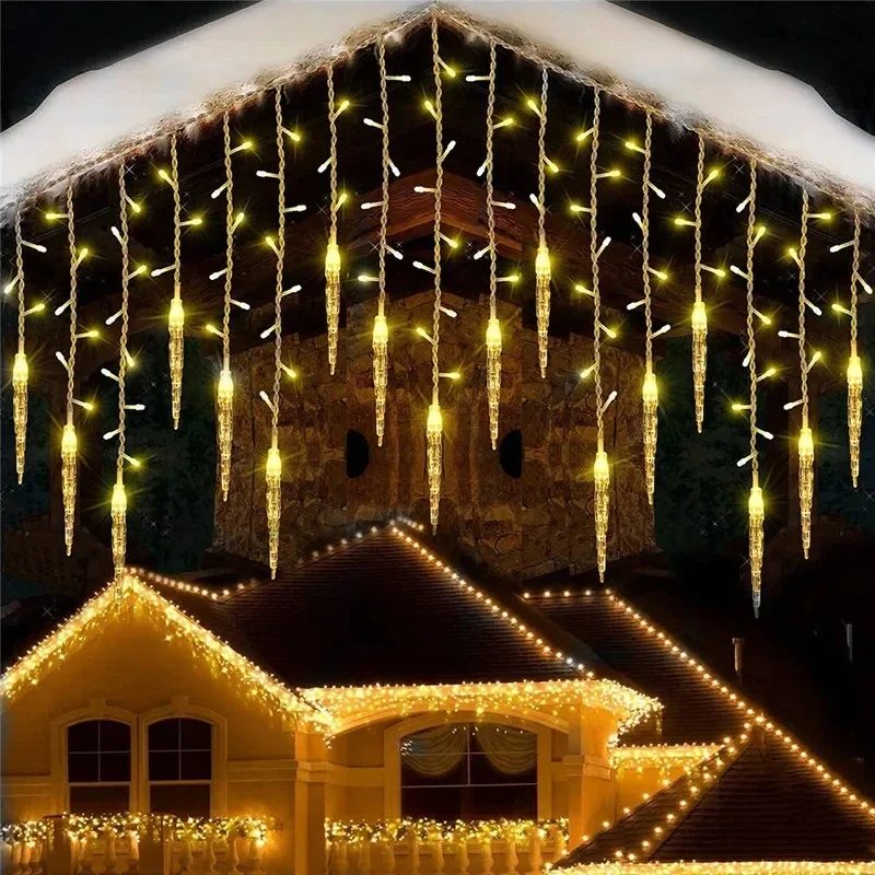 thumbnail image 2 of Guirnalda de calle con luces LED de invierno, guirnaldas de carámbanos para Año Nuevo, caída de 0,3 m, 0,4 m, 0,5 m para decoraciones navideñas 2023, 2 of 6