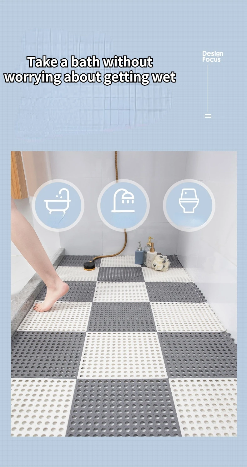 Shower Mats For Inside Shower Non Slip Square Shower Mat With Drain Holes  Anti Slip Stall Floor Mat Bath Mat Soft And Sturdy For - AliExpress