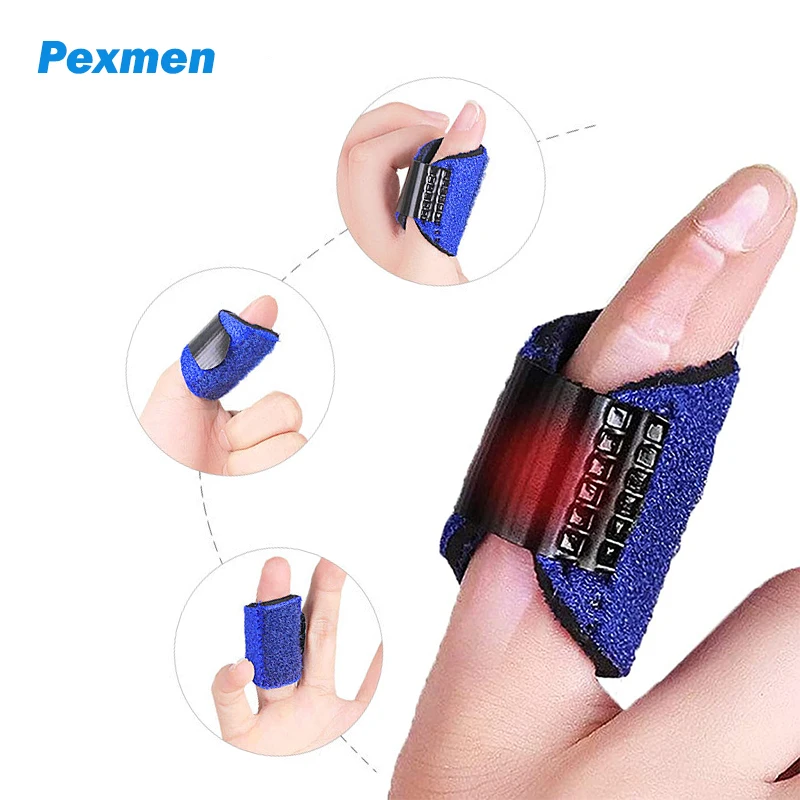 Pexmen Finger Splint Adjustable Trigger Finger Brace Support Stabilizer Protector for Broken Finger Arthritis Injured Finger goth handmade injured butterfly skull hairpin for women harajuku nostalgic pink hair accessories halloween party alligator clips