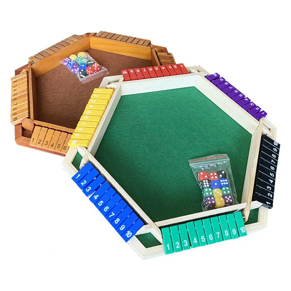 Educational Math Game Family Dice Board Game Educational Wooden Shut Box Board with 12 Dice for Kids Adults Fun for Family