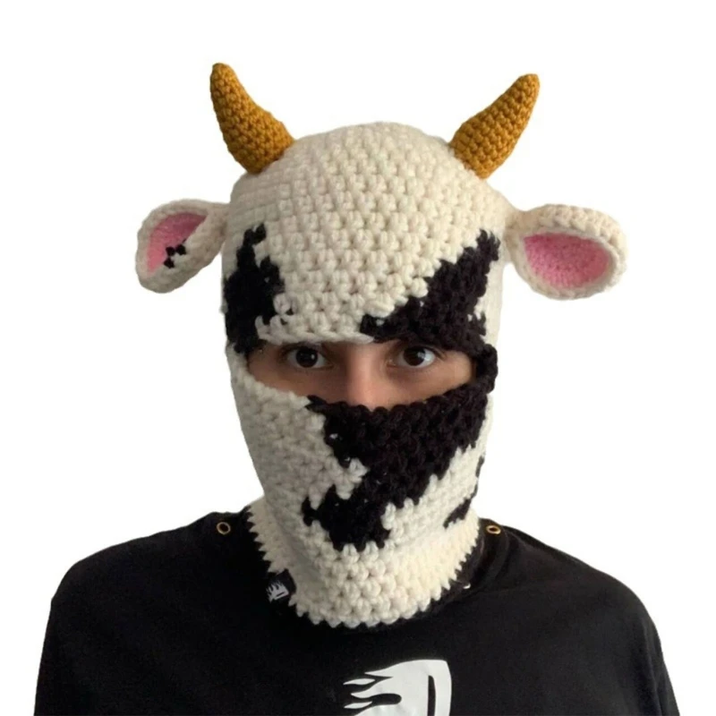 

Ox Horn Balaclava Knit Beanie Hat Adult Unisex Outdoor Sport Headgear