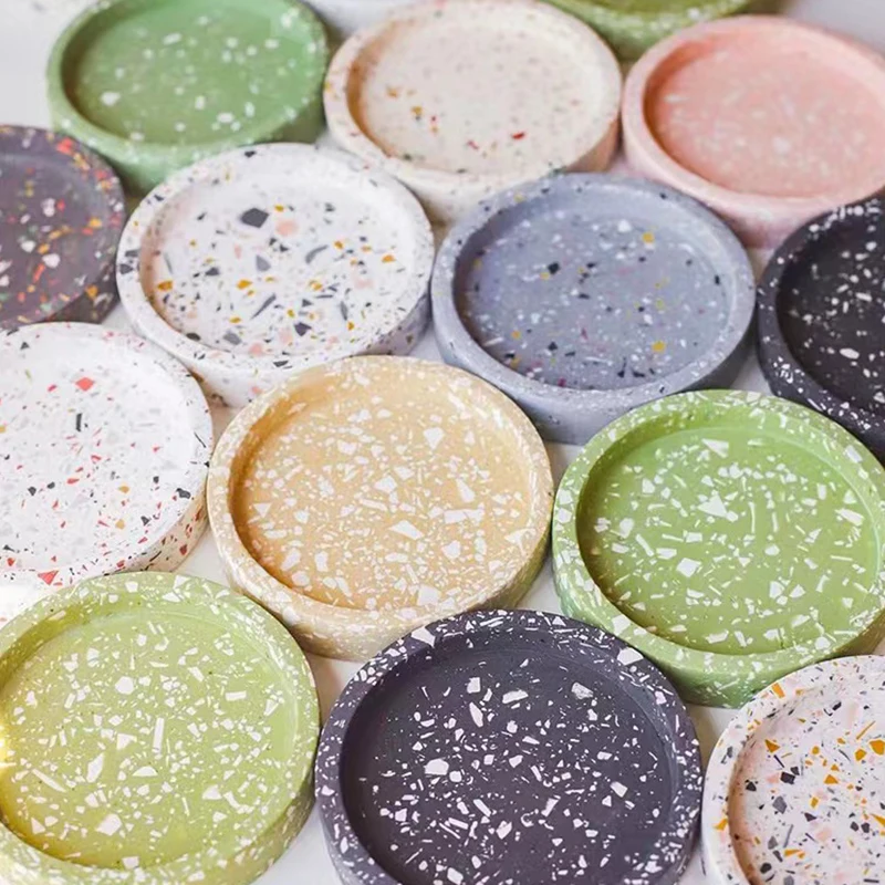 Round Tray Cement Silicone Molds for Concrete Resin Coaster Diy Small Oval Pallet Jewelry Display