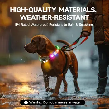 Mewoofun Light Up Dog Collar LED with USB Rechargeable Glow in The Dark Waterproof Dog Necklace with 6 Flashing Modes for Dogs 4