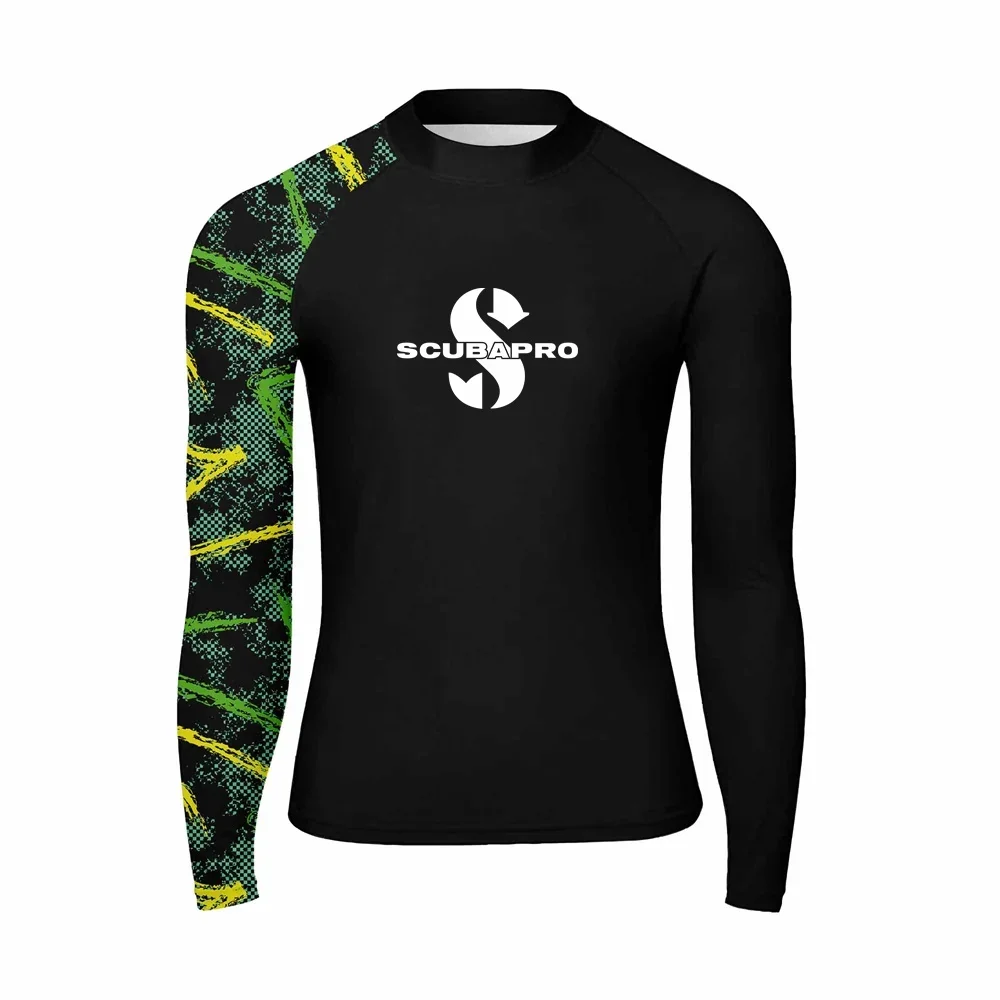 2025 Rash Guard da uomo Surf Diving Costumi da bagno T-shirt a maniche lunghe Protezione UV Costume da bagno Camicia da bagno Abbigliamento da spiaggia Rashguard