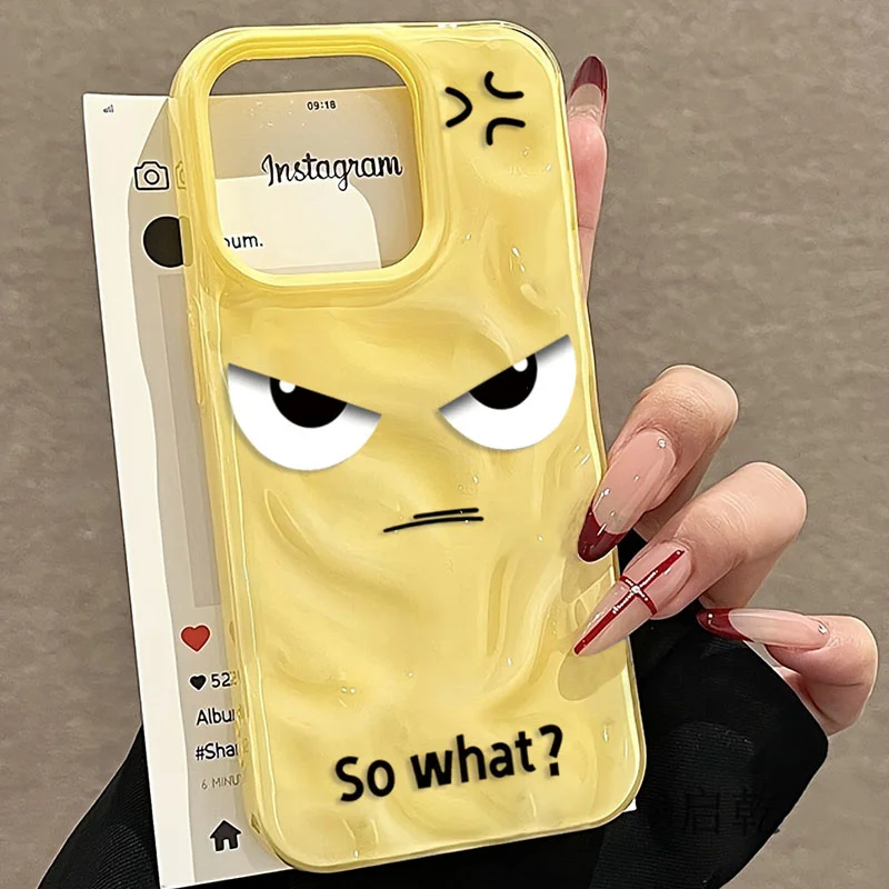 Cartoon Angry Face Texture Shockproof Silicone Phone Case