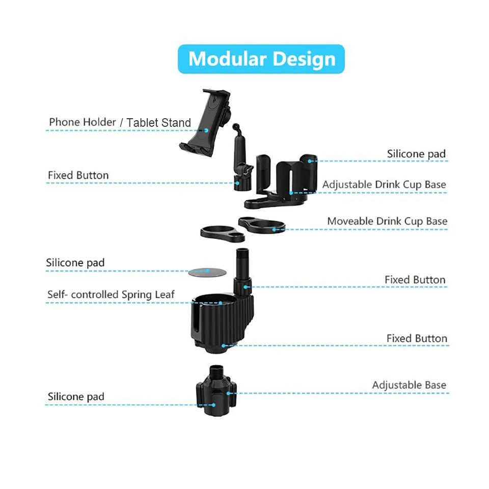 Outmix-multifuncional Ajustável Carro Tablet Stand Cup Holder Expander Beber Suporte Garrafa Removível Telemóveis Titular - Imagem 5