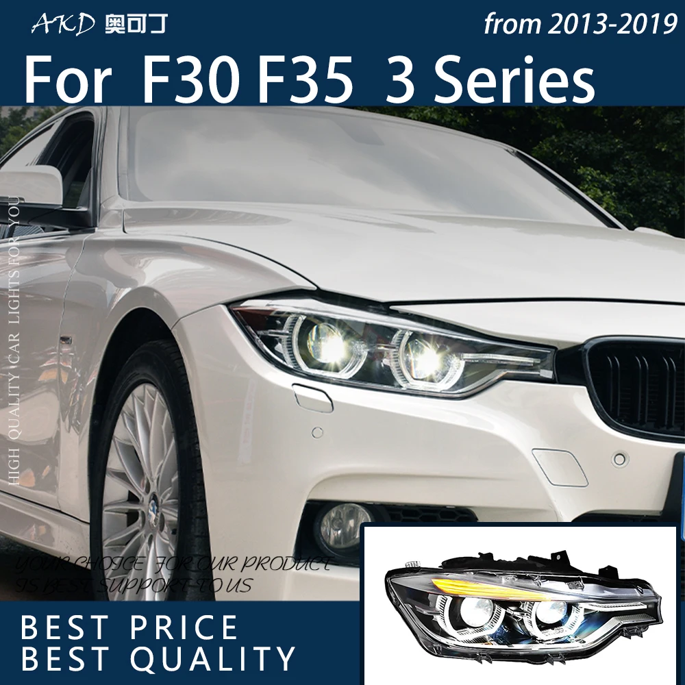 BMW F30,F35,2013-2019,3シリーズ用のLEDヘッドライトアセンブリ,アップグレード,エンジェルアイデザイン