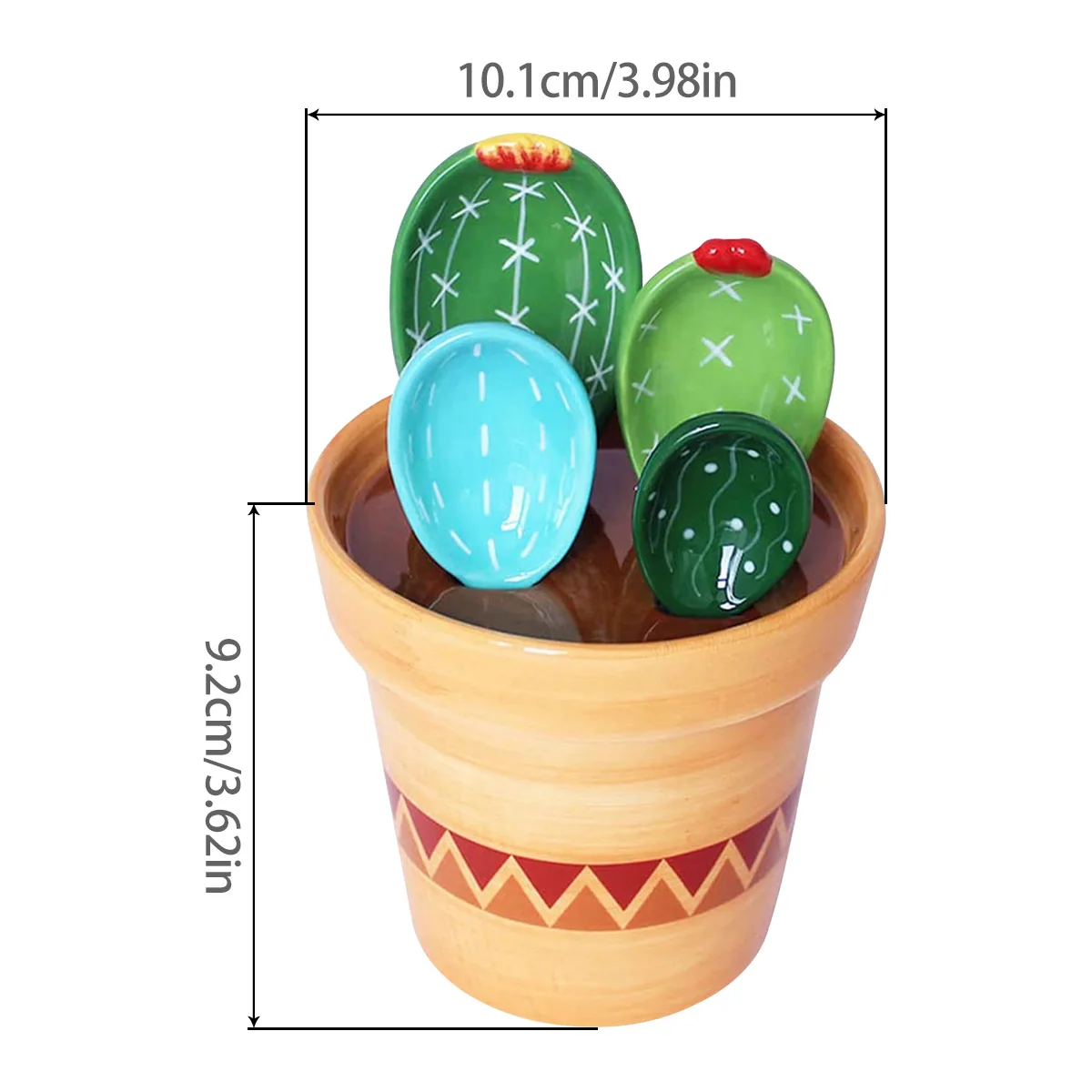 Set Di Misurini In Ceramica A Forma Di Fiore Con Vaso Portautensili, 4 Pezzi Con Supporto A Forma Di Uovo