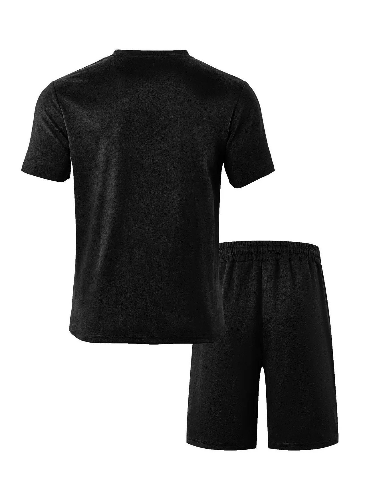 2026 Neues Herren-Set aus Wildleder: Lässiges Sport-T-Shirt mit kurzen Ärmeln und Shorts, einfarbig, Rundhals, Loungewear, Streetwear-Outfits – Detail 38