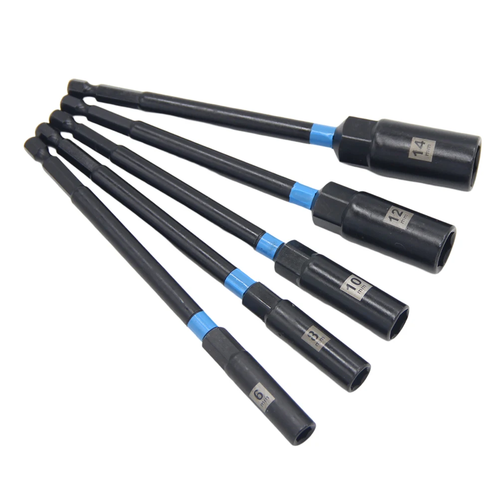 1/5PCS 150mm Sechskantmutter Fahrer Bohrer Adapter Steckschlüssel Verlängerung Hülse 6-14mm Für Bohrmaschinen treiber Buchse Kit – Detail 3