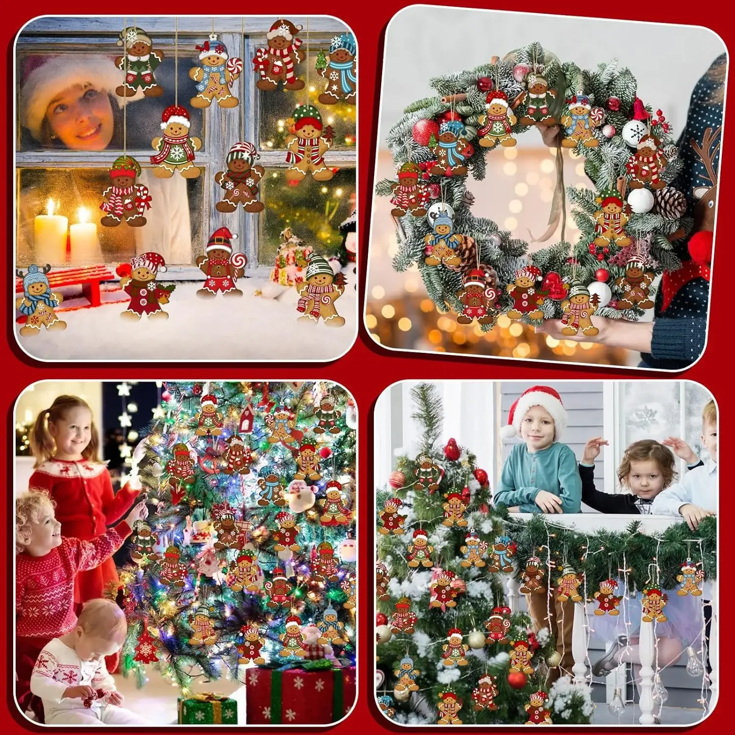 Gingerbread Man Ornaments Christmas Tree Wooden Hanging Decorations Pendants Cute Cartoon Xmas DIY Hangings Home Decor 12pcs/set christmas decorations